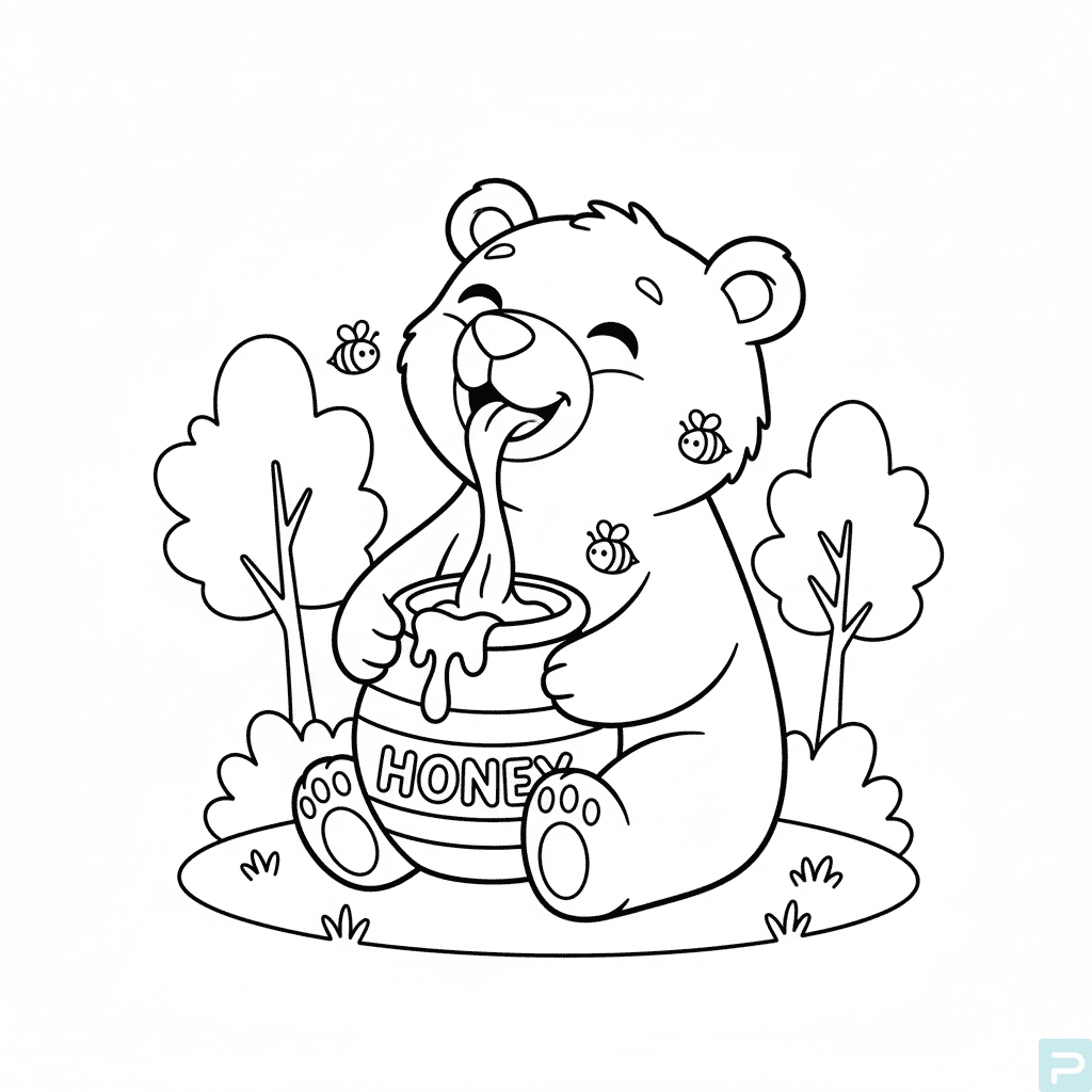 Brown Bear Eating Honey 1 brown bear eating honey coloring page